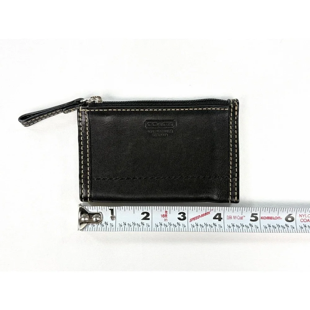 COACH Vintage Black Leather Mini Skinny ID Case Zip Wallet Card Holder Pouch